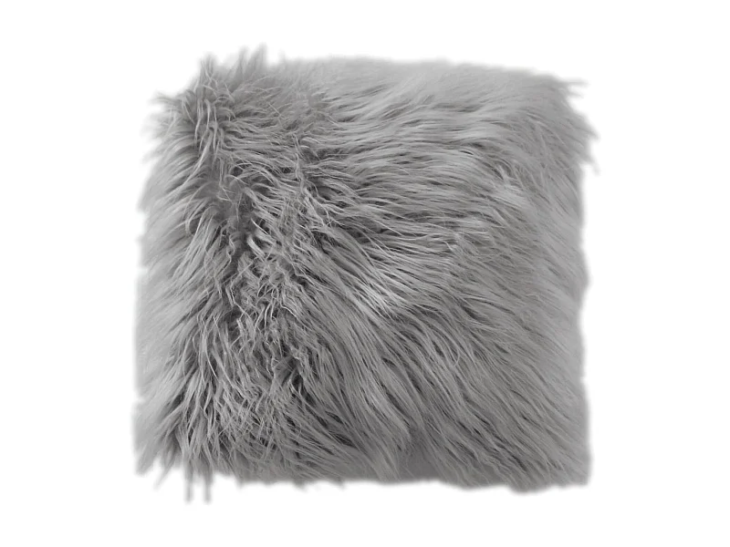 Coussin Déco Effet Fourrure "Epicéa" 45x45cm Gris Clair