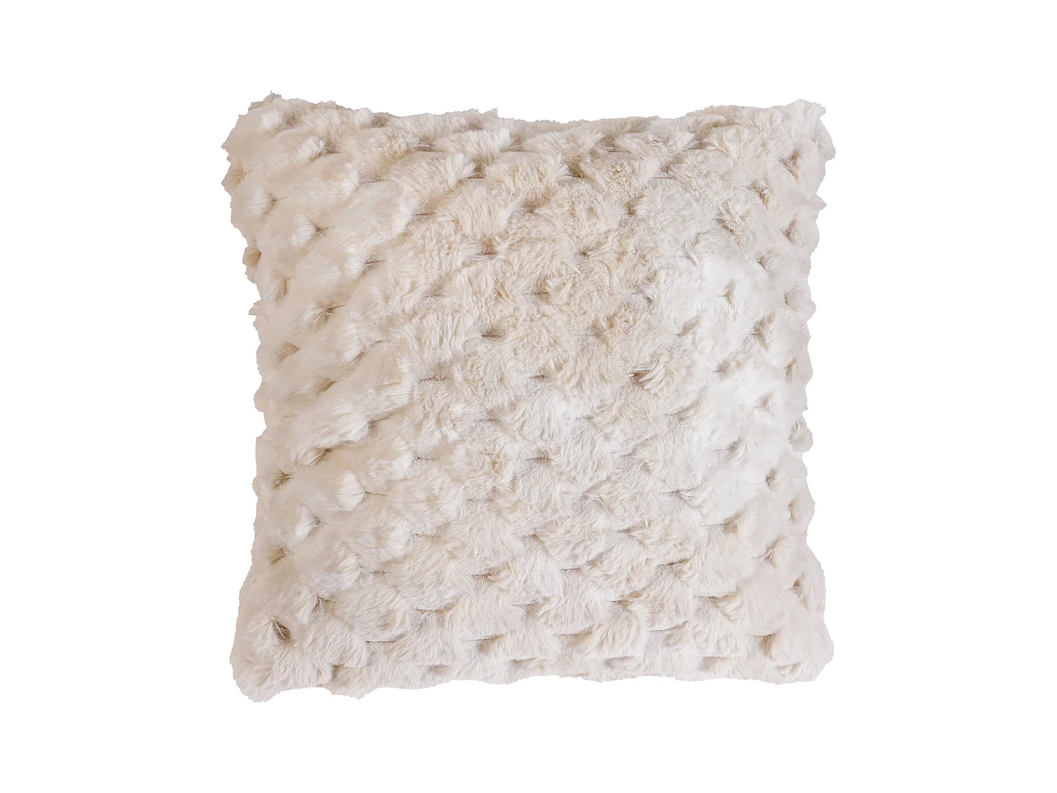 Coussin Imitation Fourrure avec Relief Géométrique