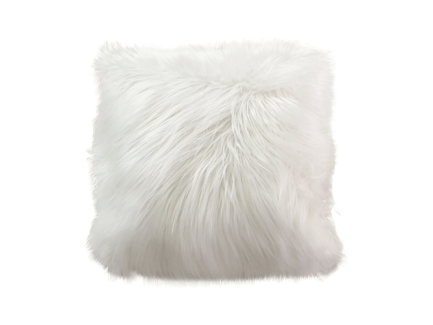 Coussin Déco Effet Fourrure "Epicéa" 45x45cm Blanc