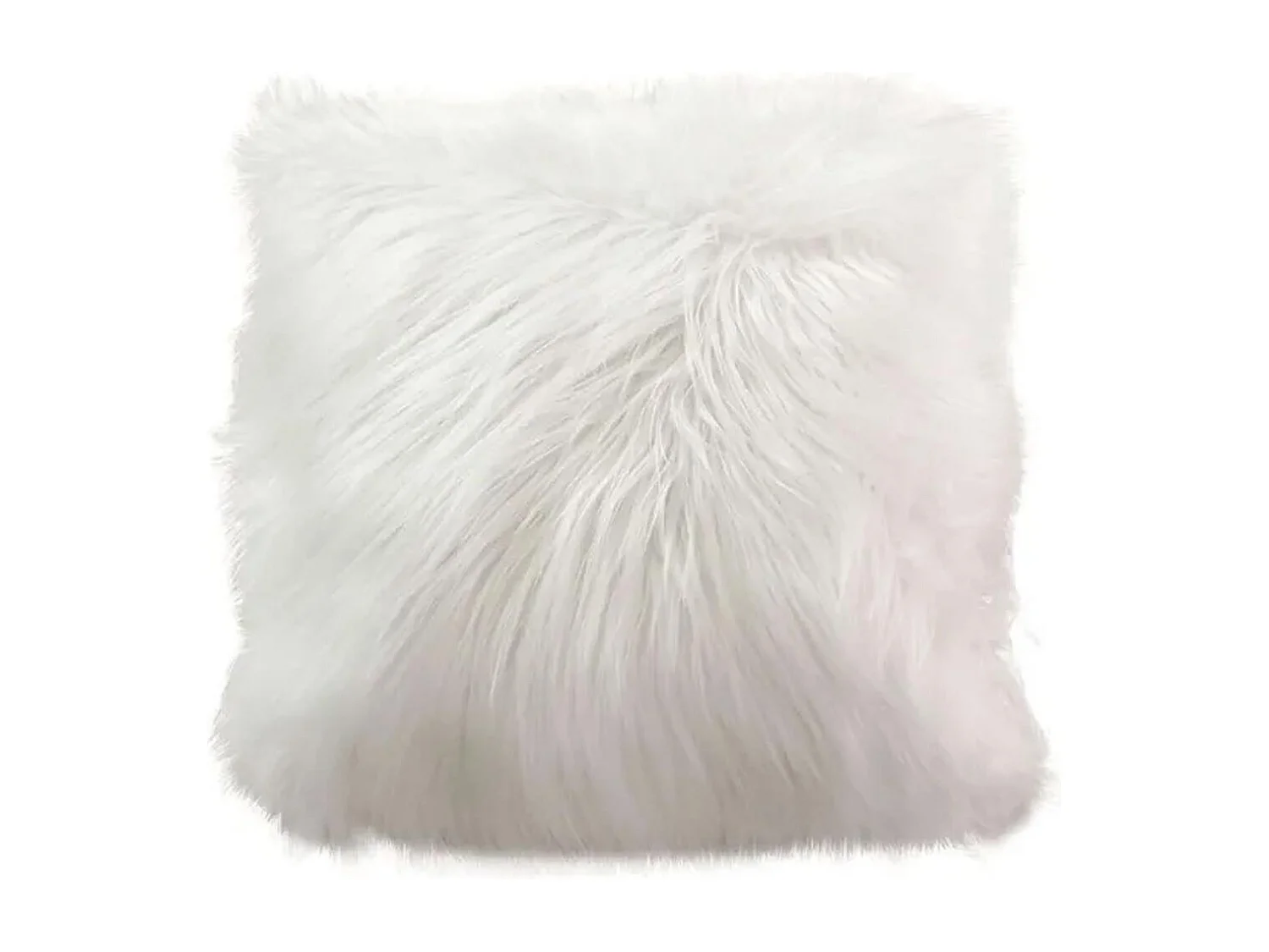 Coussin Déco Effet Fourrure "Epicéa" 45x45cm Blanc