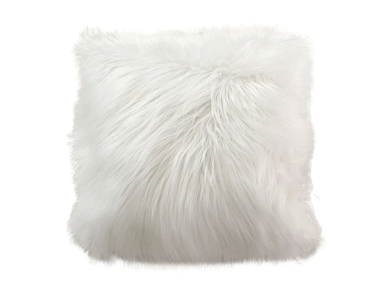 Coussin Déco Effet Fourrure "Epicéa" 45x45cm Blanc