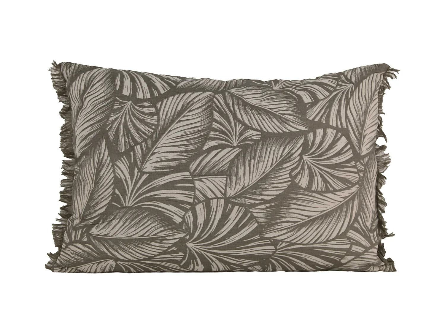 Coussin motif feuilles exotiques