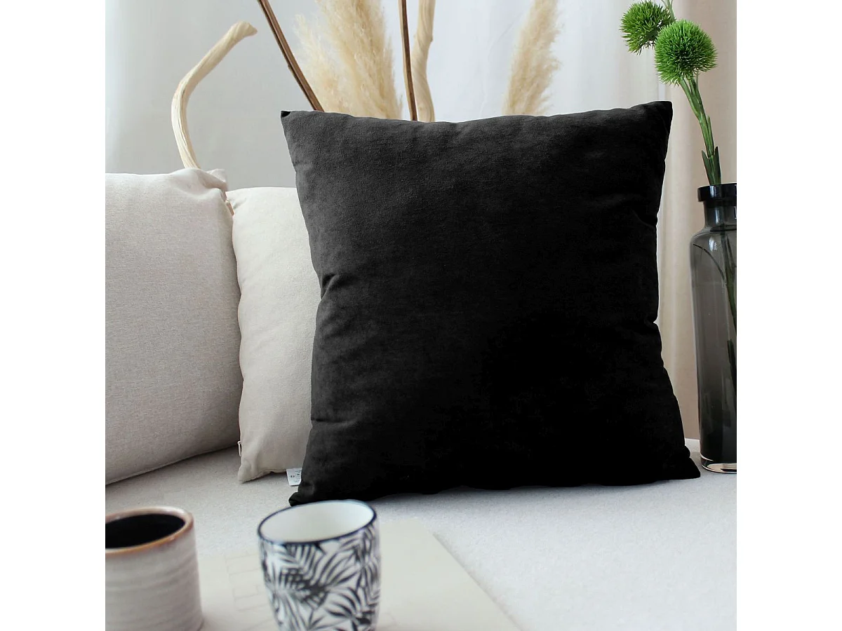 Coussin Déco en Velours "Câlin" 40x40cm Noir