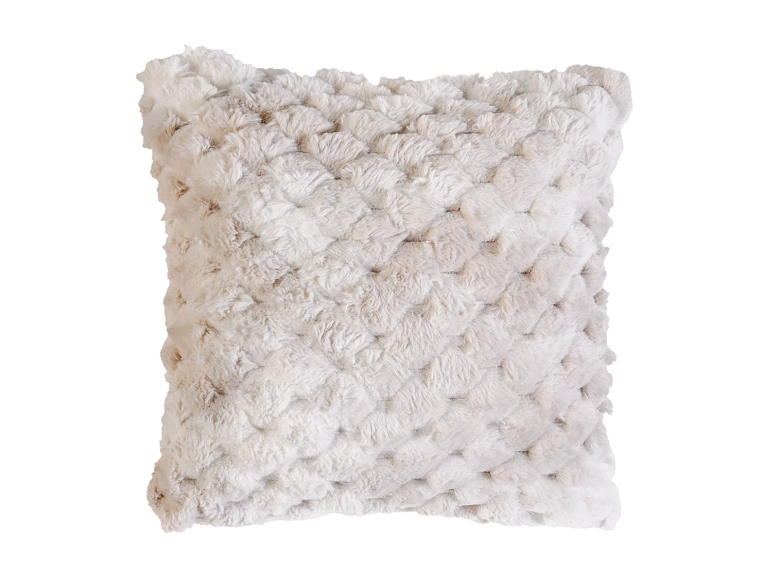 Coussin Imitation Fourrure avec Relief Géométrique