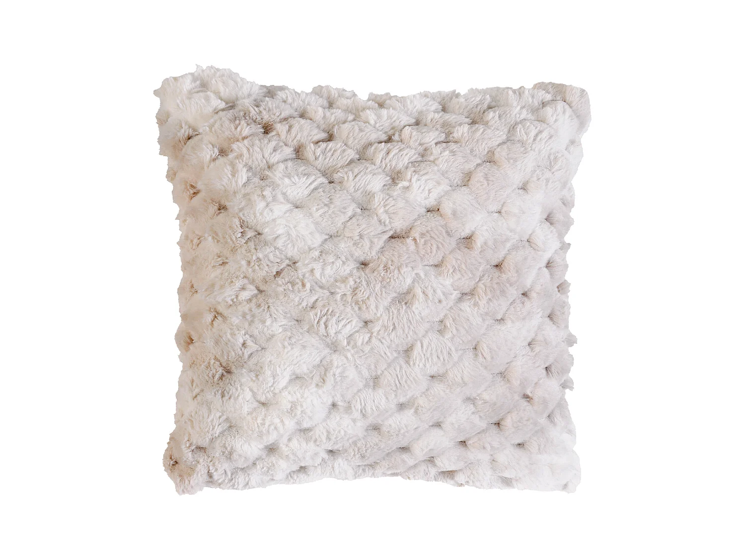 Coussin Imitation Fourrure avec Relief Géométrique