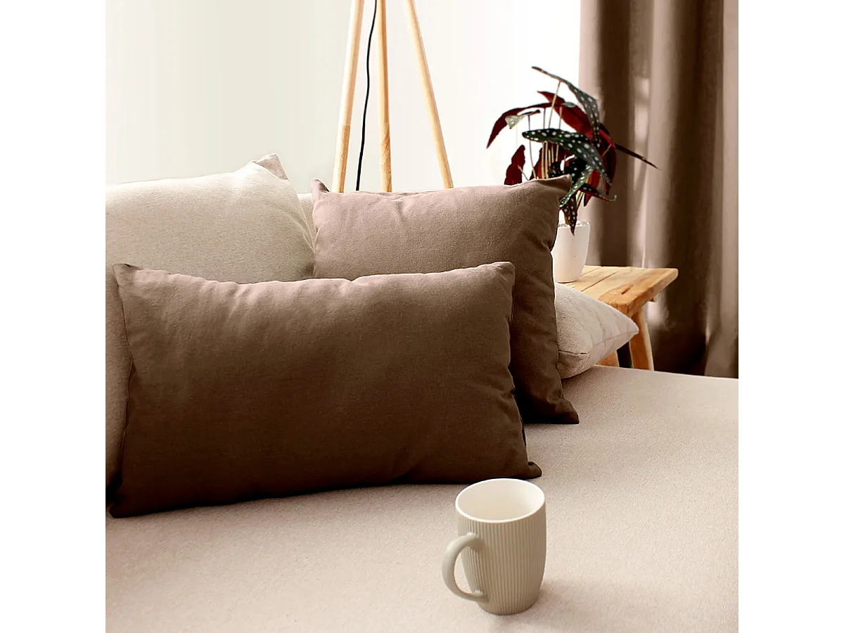Coussin Déco Uni Déhoussable "Panama" 40x40cm Vison