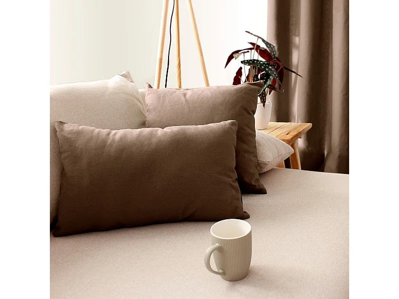 Coussin Déco Uni Déhoussable "Panama" 40x40cm Vison