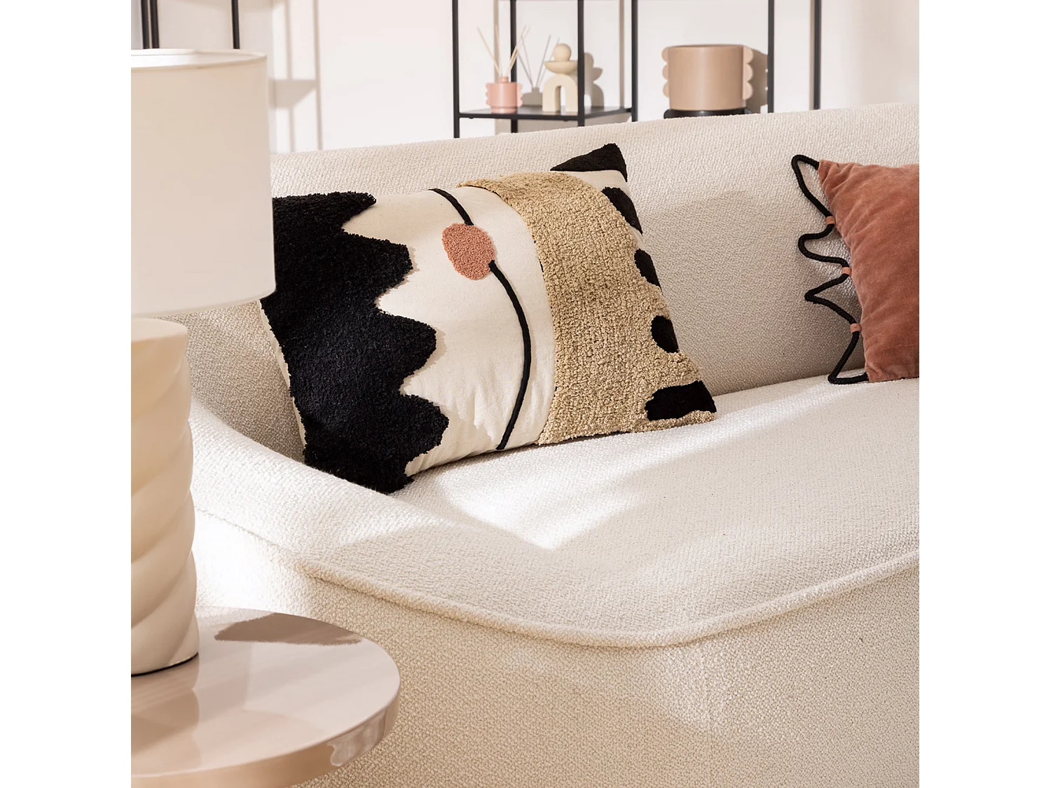 Coussin Déco Tufté "Wavy Bliss" 38x58cm Multicolore