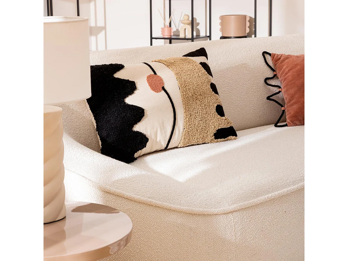 Coussin Déco Tufté "Wavy Bliss" 38x58cm Multicolore