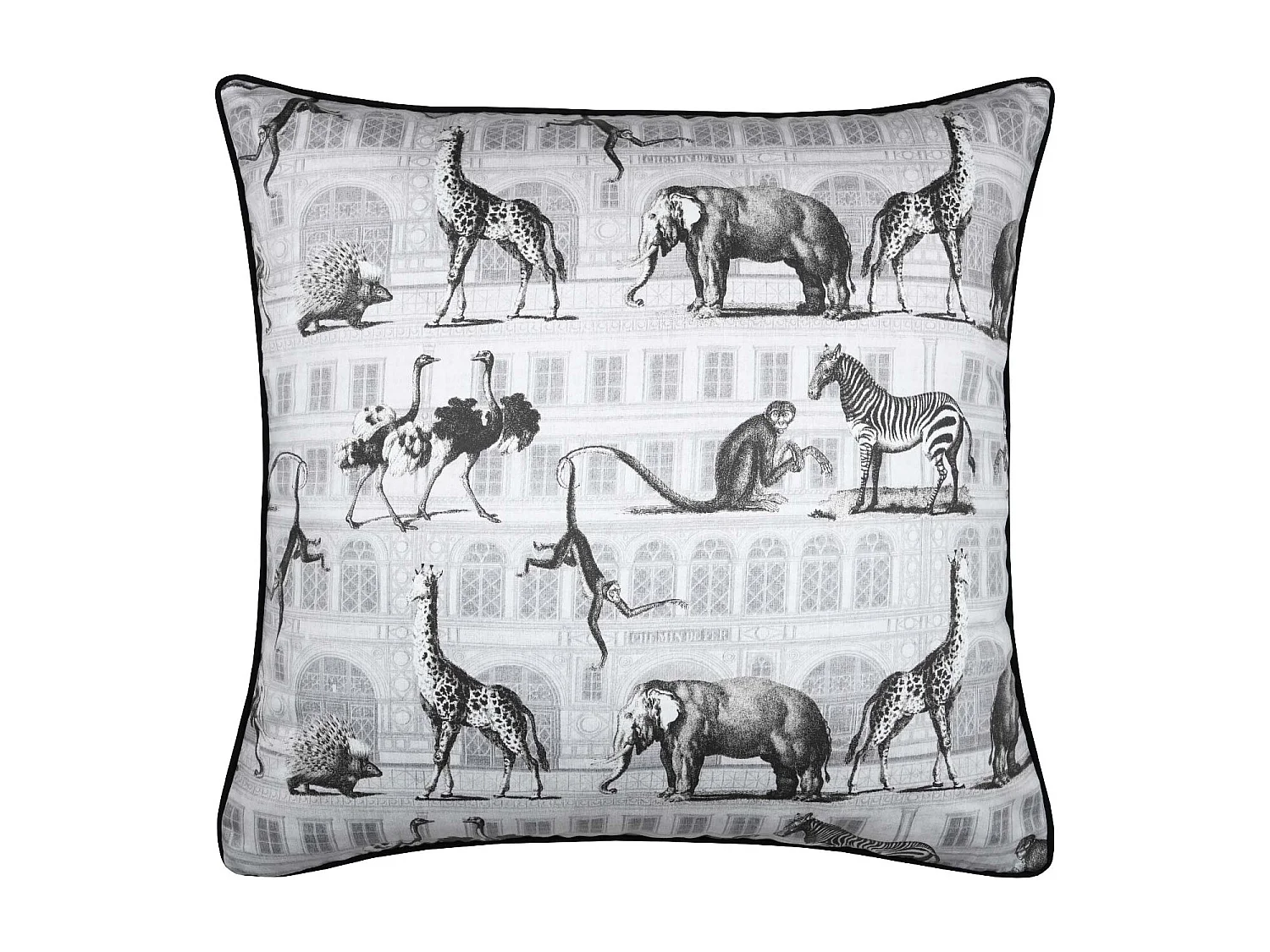 Coussin passepoilé au style décalé