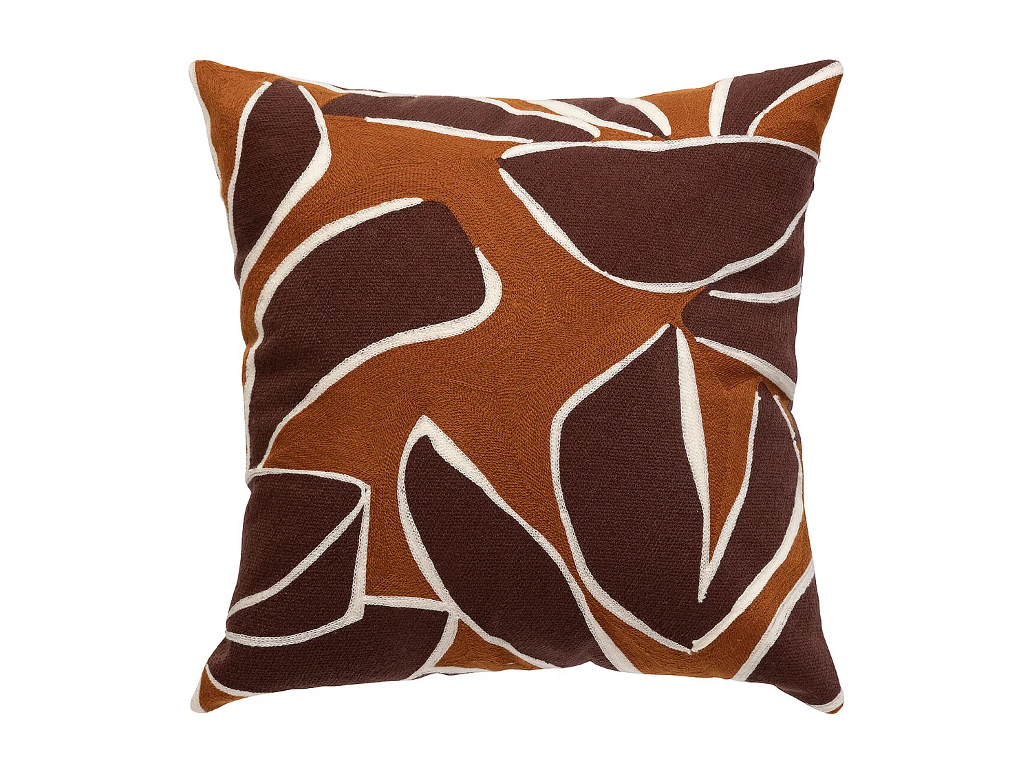 Coussin Déco Brodé "Hary" 45x45cm Camel & Marron