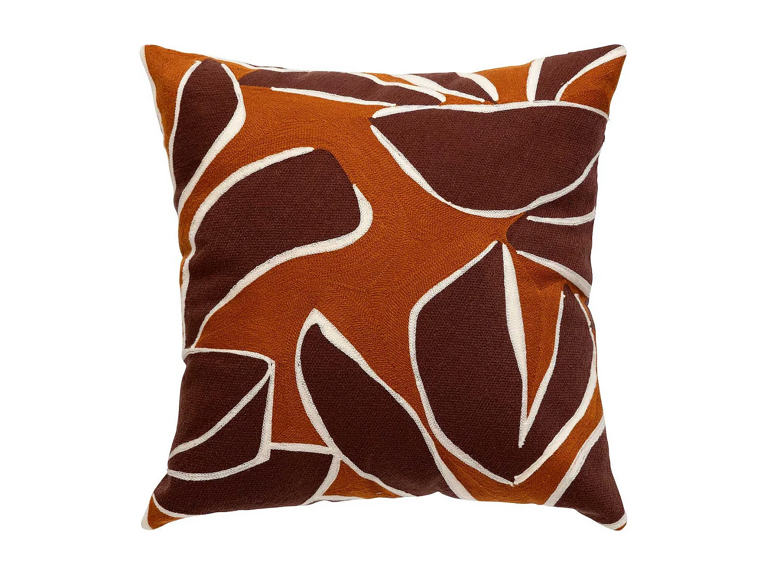Coussin Déco Brodé "Hary" 45x45cm Camel & Marron