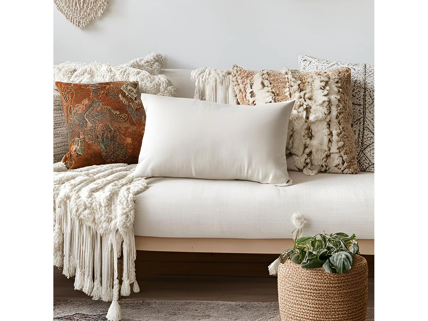 Cojín tapizado en blanco