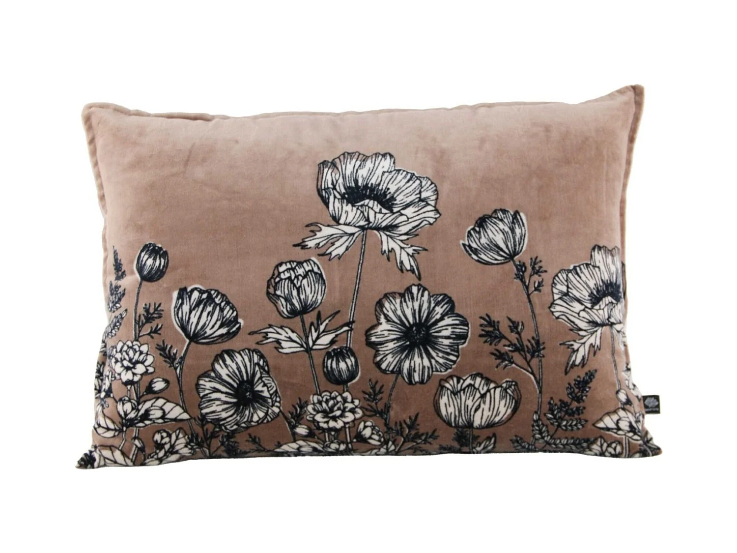 Coussin en velours fleuri