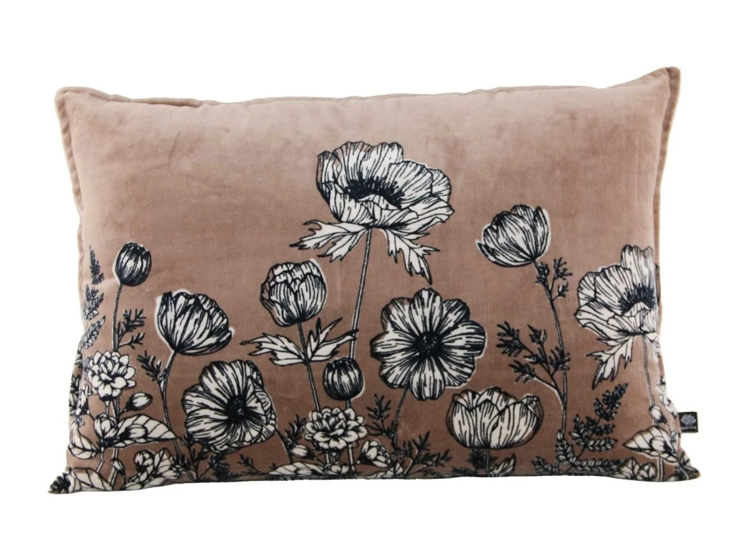 Coussin en velours fleuri