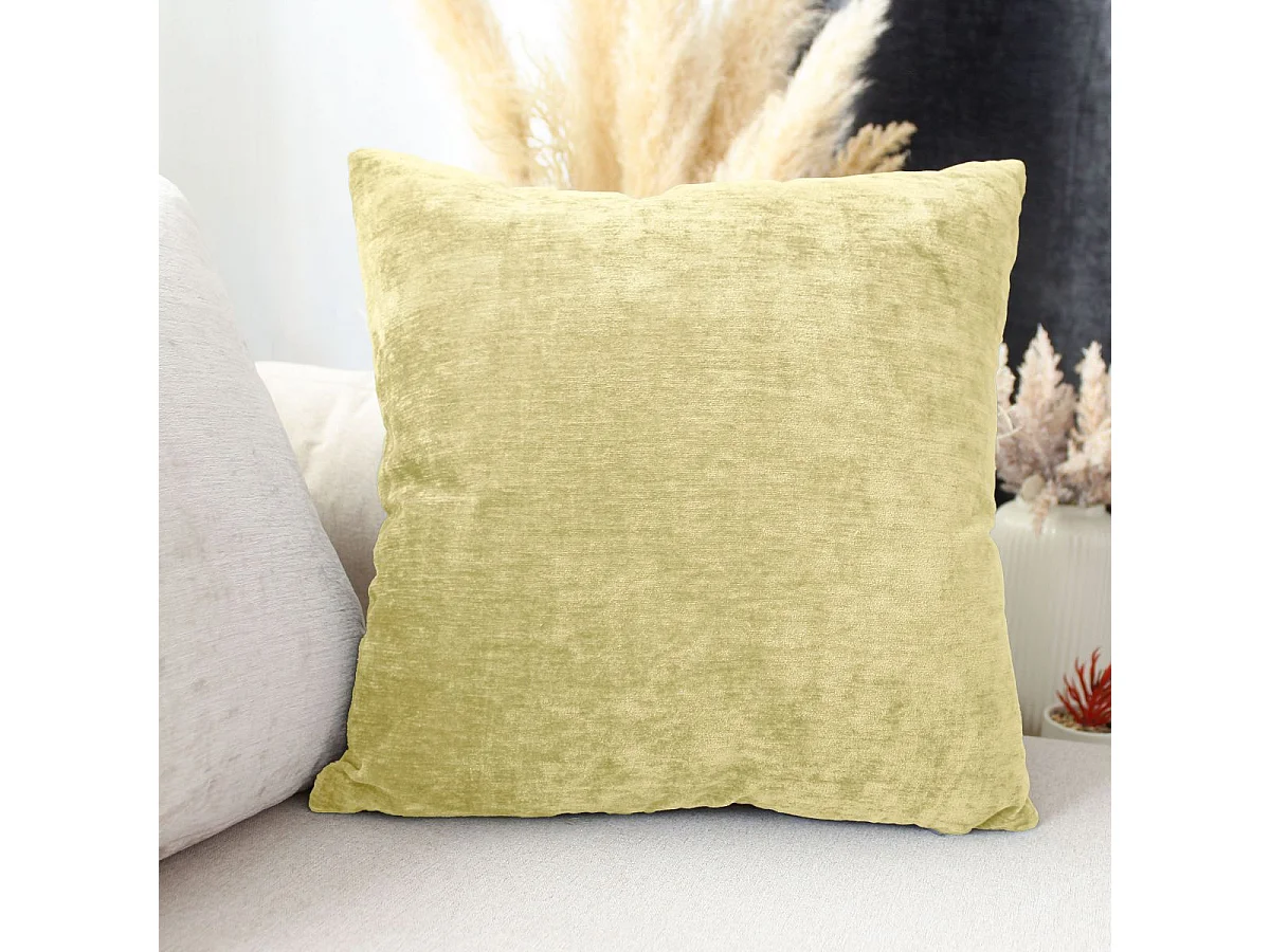 Coussin Déco en Velours "Velvet" 40x40cm Vert Tilleul