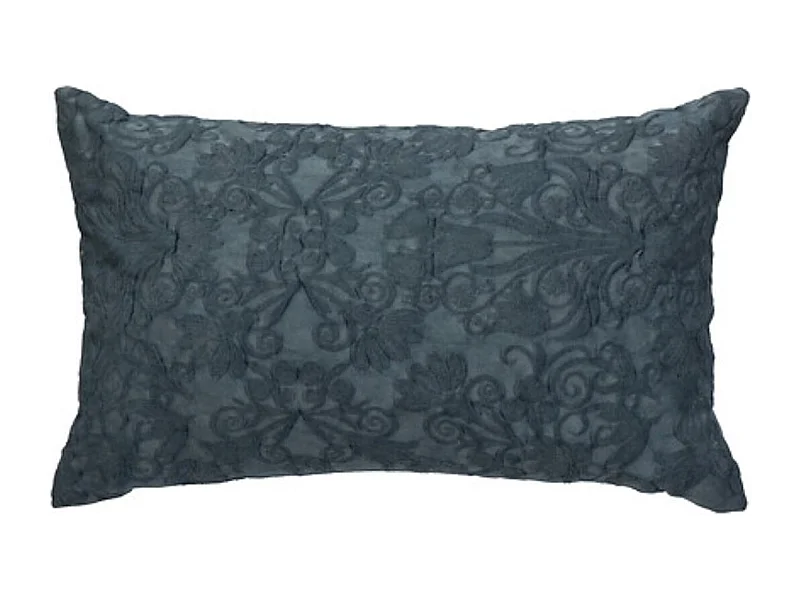 Coussin Déco Jacquard "Little Cottage" 30x50cm Bleu