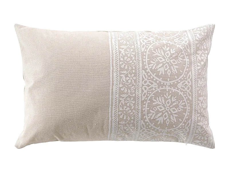 Coussin Déco Imprimé "Isalina" 40x60cm Blanc