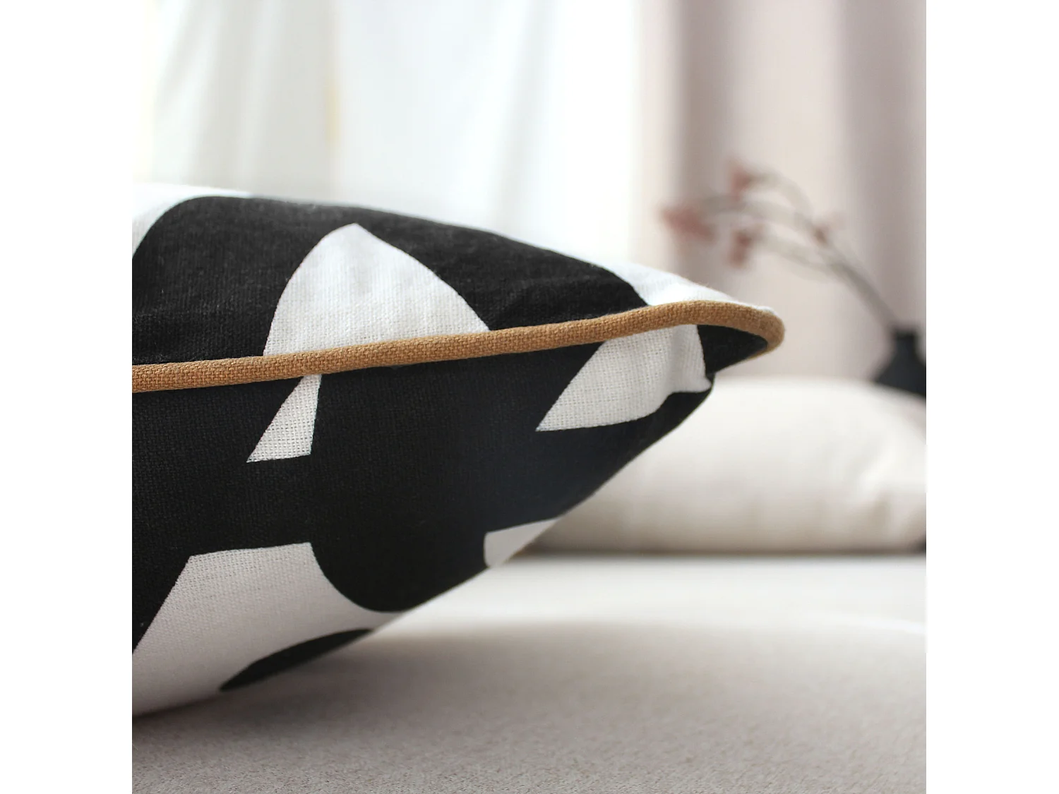 Coussin Déco Imprimé "Signature" 30x50cm Écru