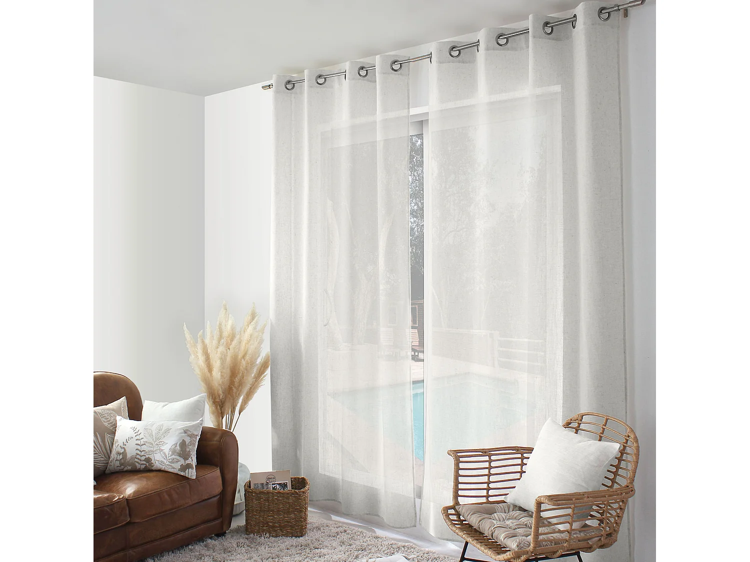 Vorhang mit Ösen in natürlicher Leinenoptik 140 x 240 cm