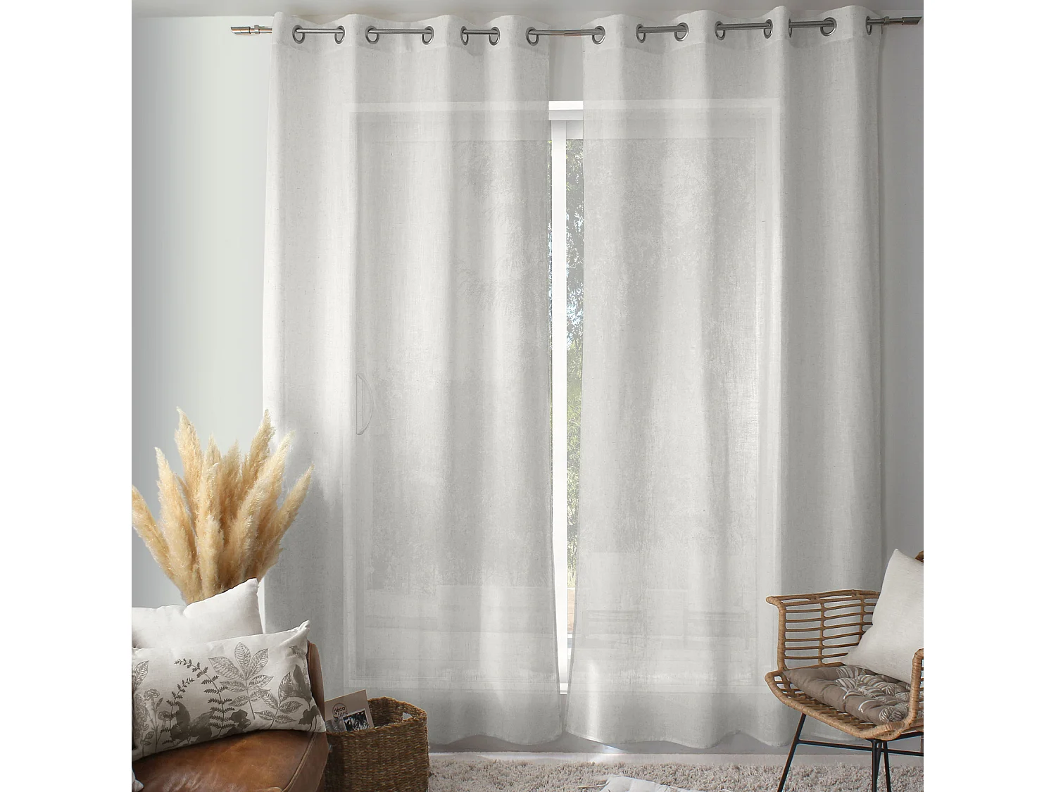 Vorhang mit Ösen in natürlicher Leinenoptik 140 x 240 cm