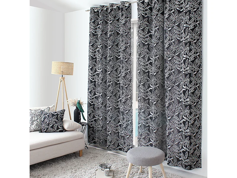 Cortina con ojales de algodón reciclado Chambray 140 x 240 cm