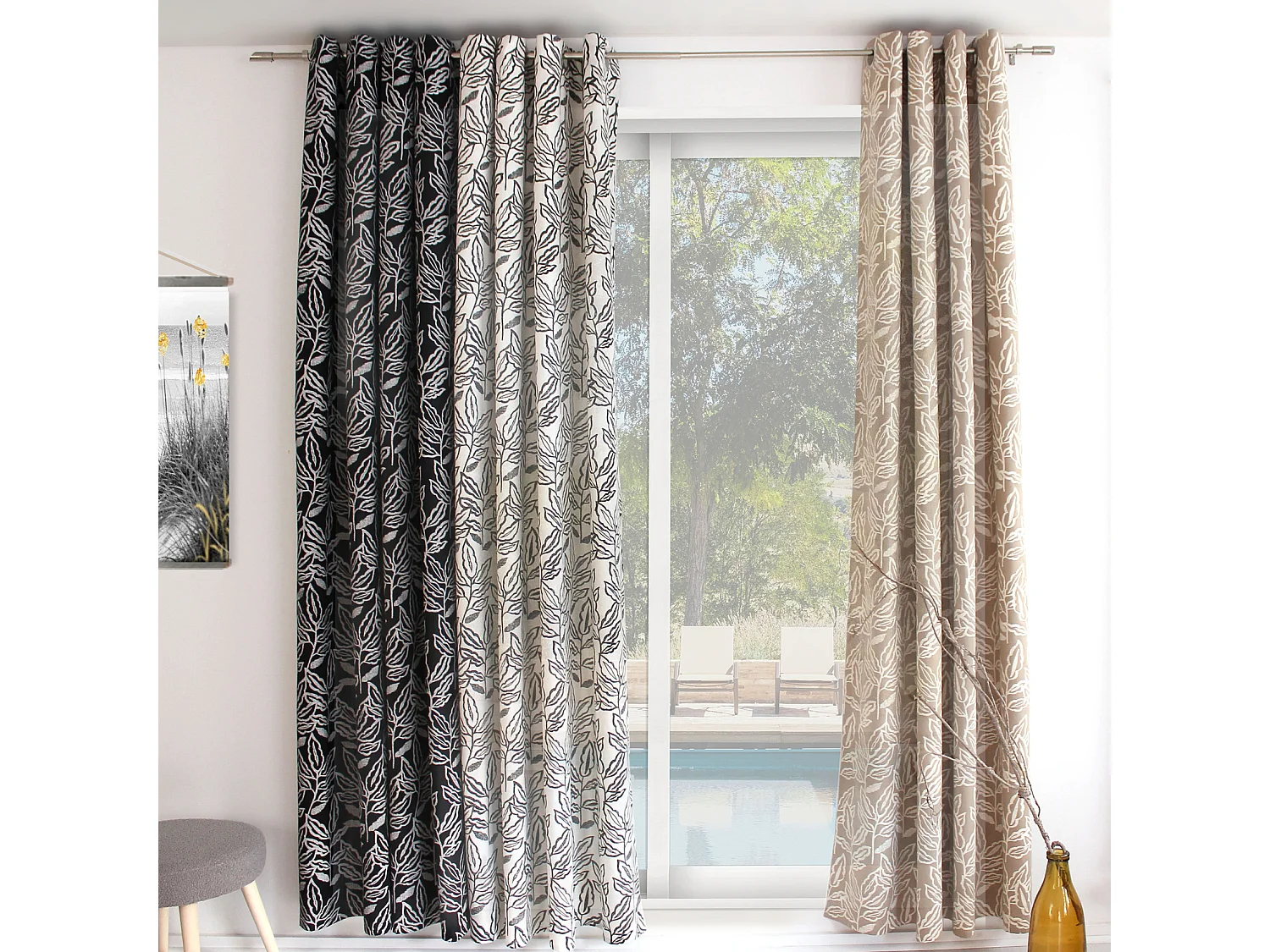 Cortina con ojales de algodón reciclado Chambray 140 x 240 cm