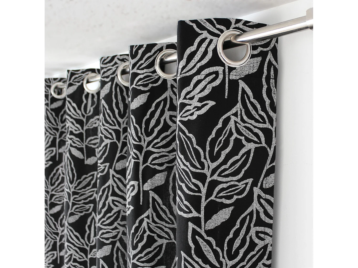 Cortina con ojales de algodón reciclado Chambray 140 x 240 cm