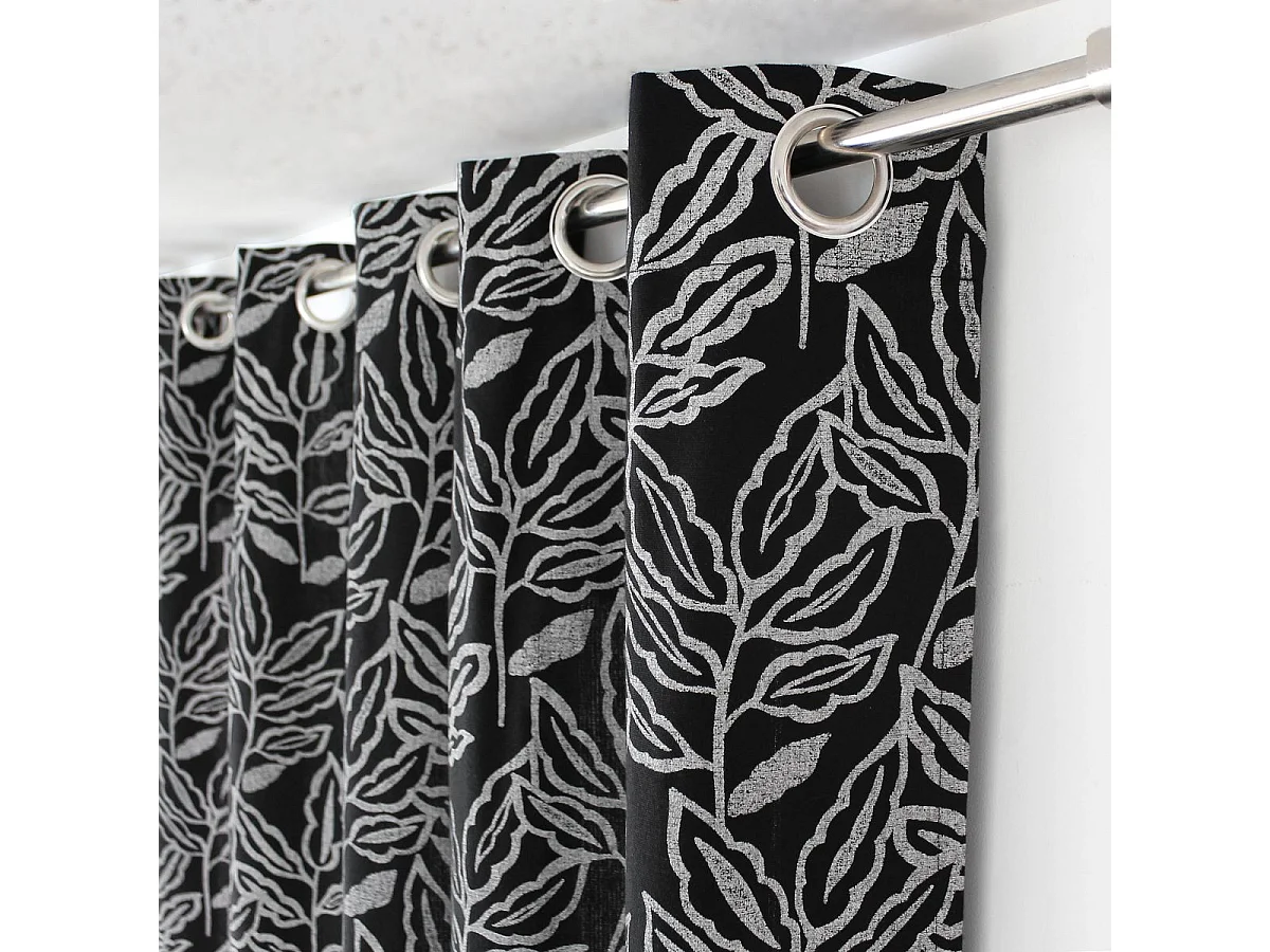 Rideau à Œillets Imprimé "Lodge" 140x240cm Noir