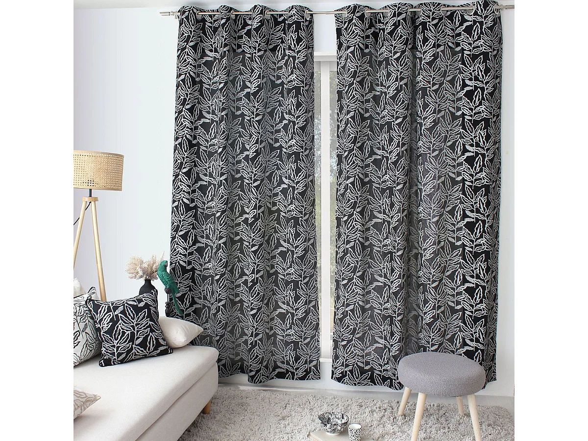 Rideau à Œillets Imprimé "Lodge" 140x240cm Noir