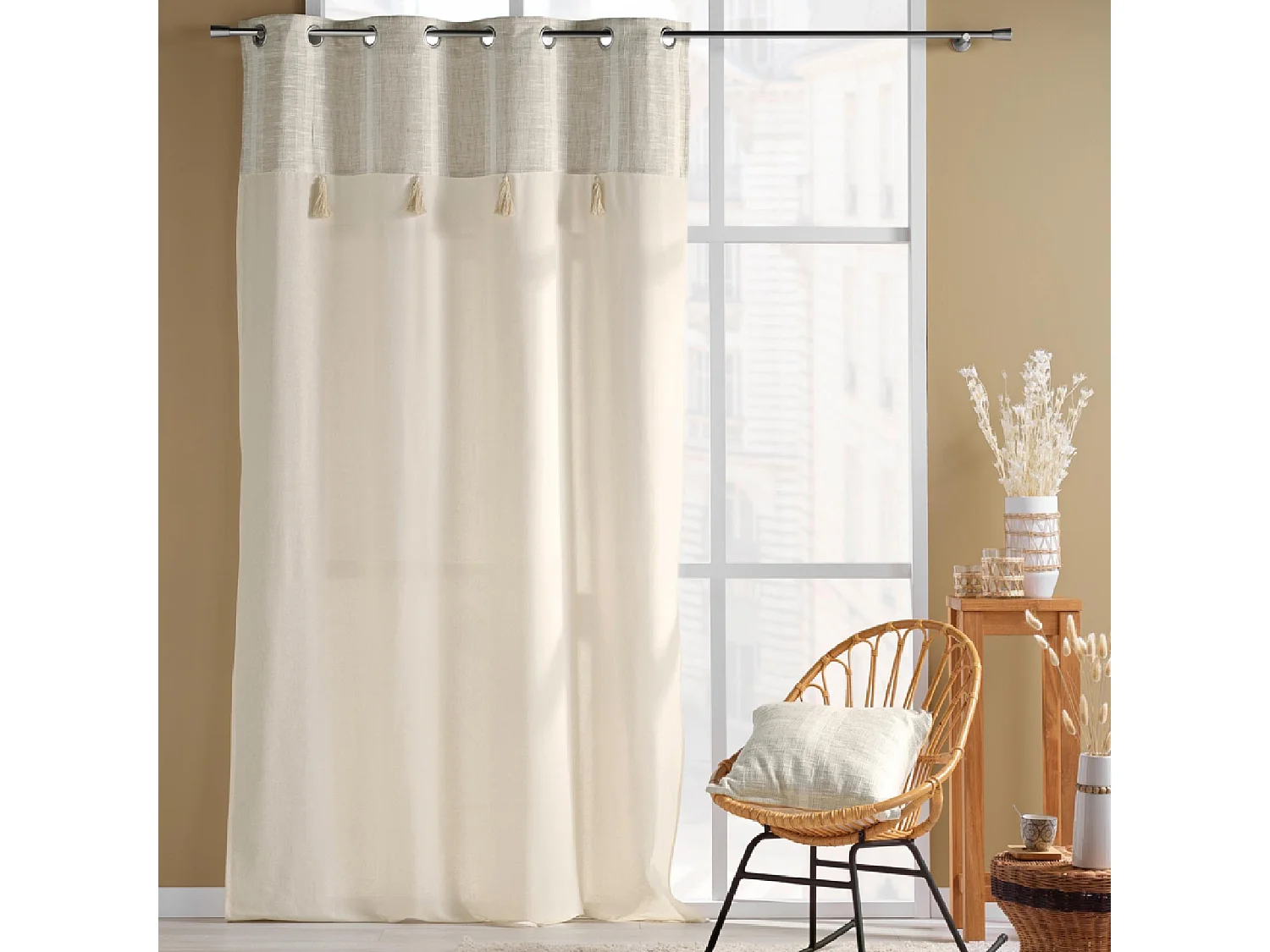 Rideau à Œillets Tissé "Island" 140x240cm Beige