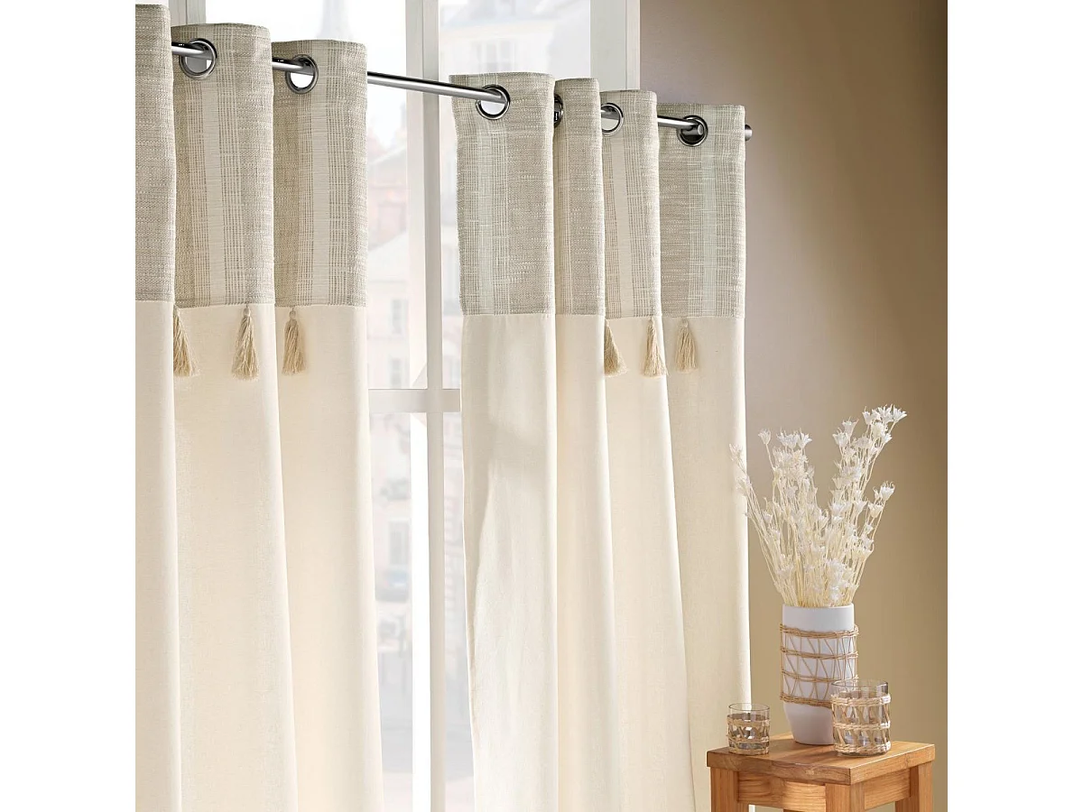 Rideau à Œillets Tissé "Island" 140x240cm Beige