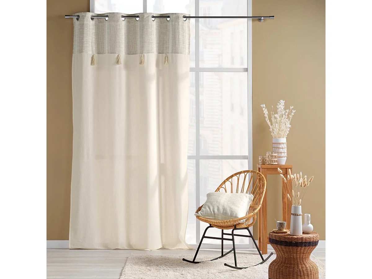Rideau à Œillets Tissé "Island" 140x240cm Beige