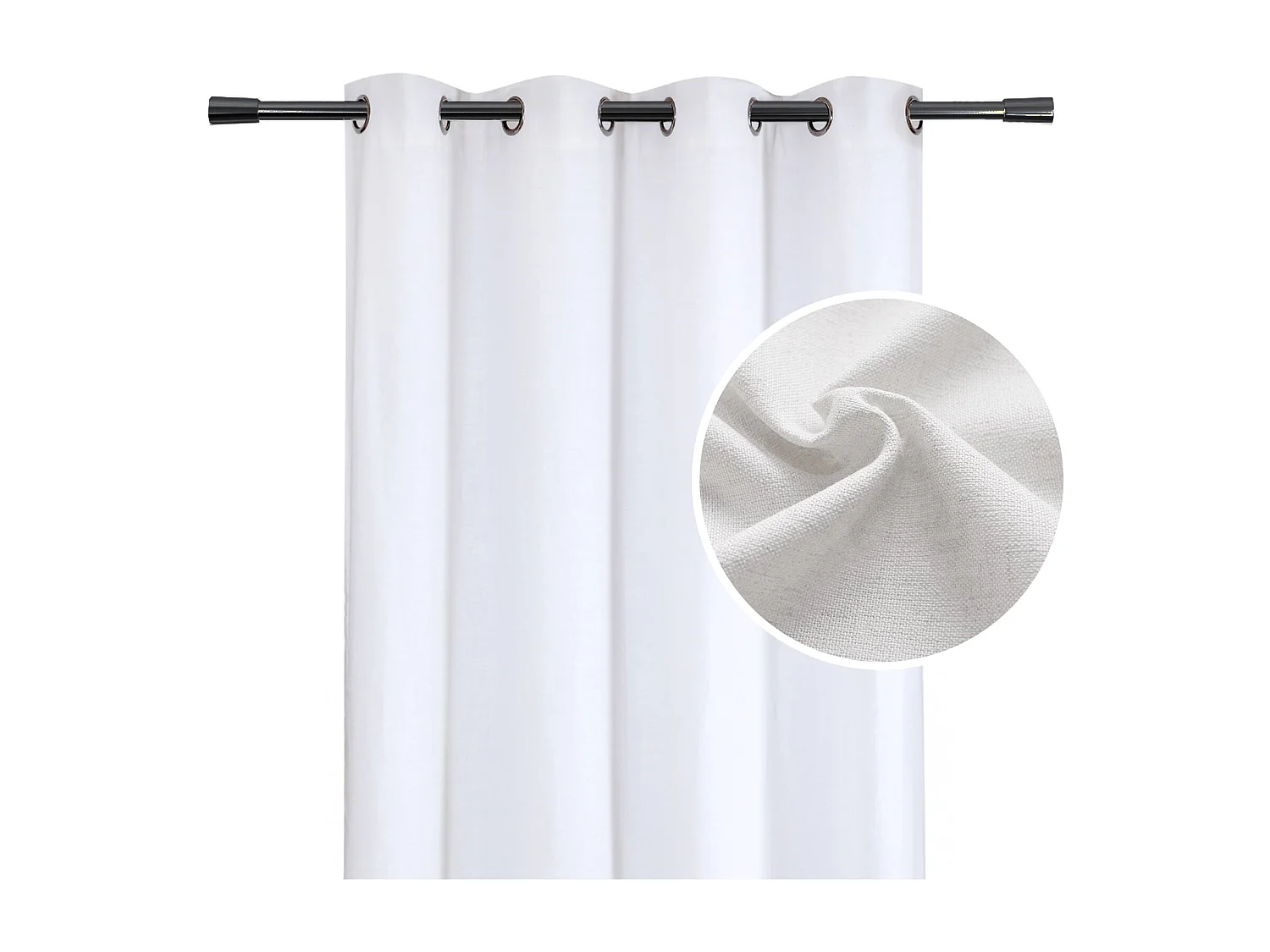 Cortina lisa de lino con ojales 140 x 260 cm