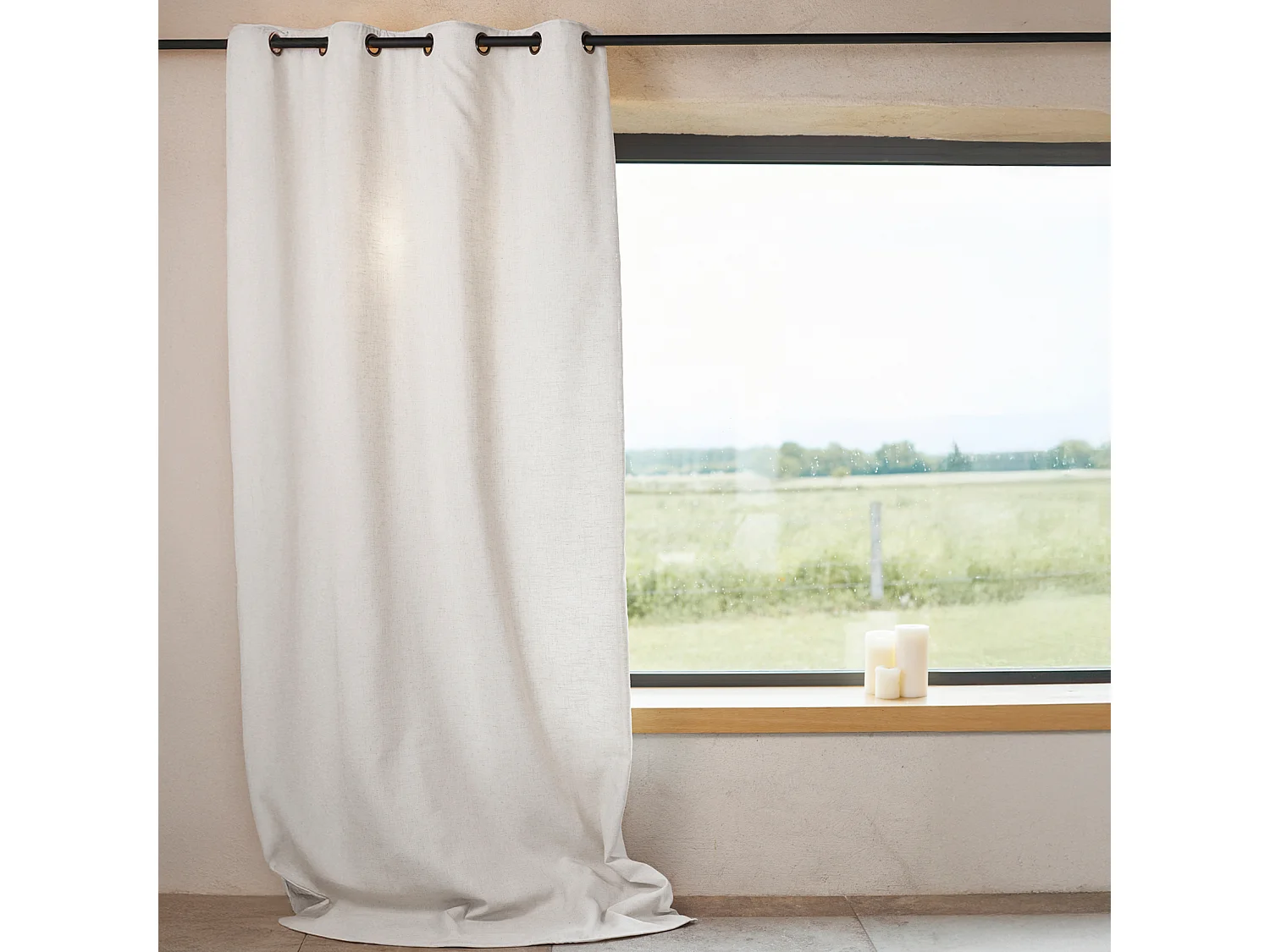 Cortina lisa de lino con ojales 140 x 260 cm