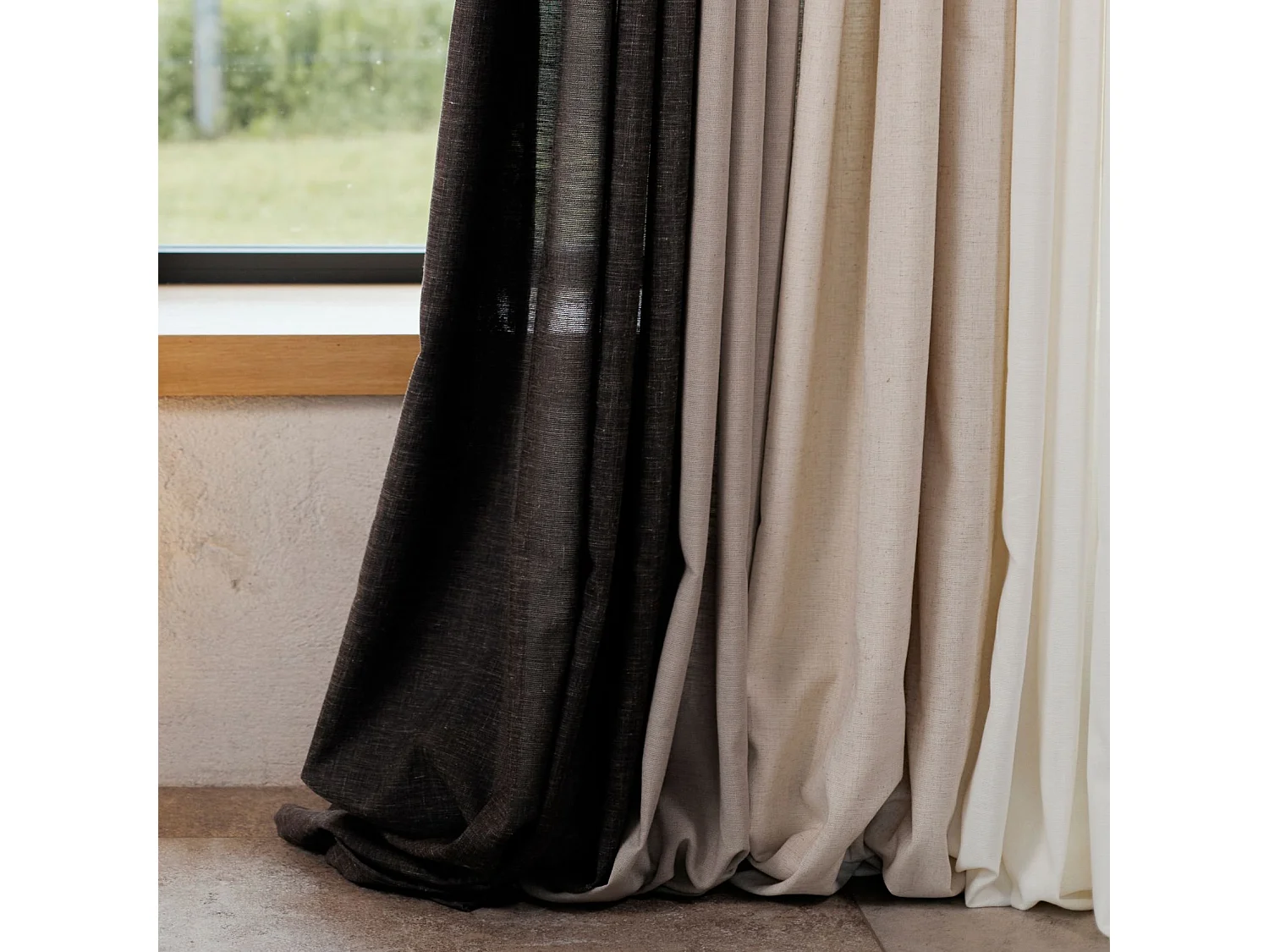 Cortina lisa de lino con ojales 140 x 260 cm