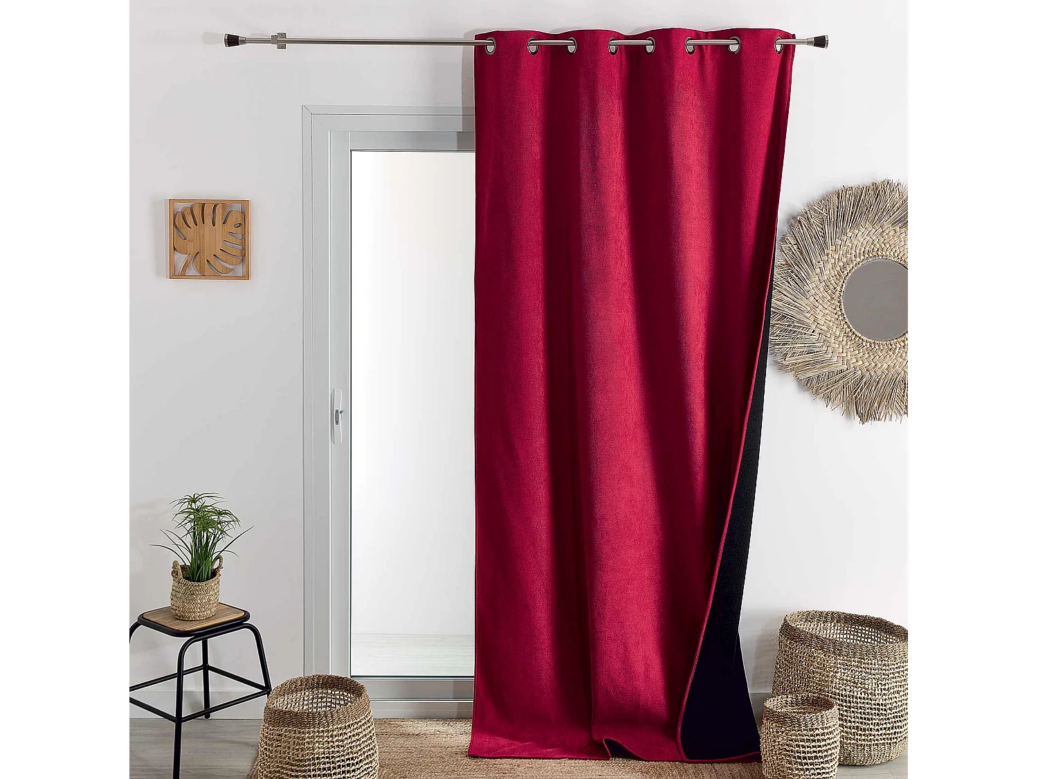 Cortina opaca, acústica y térmica de color liso KONFOR