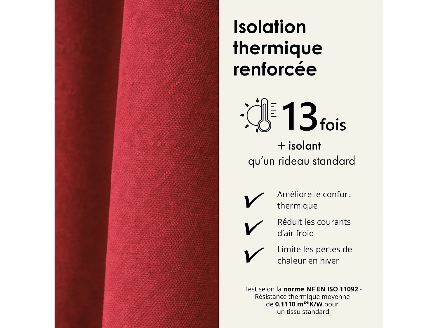 Rideau thermique phonique et semi occultant KONFOR