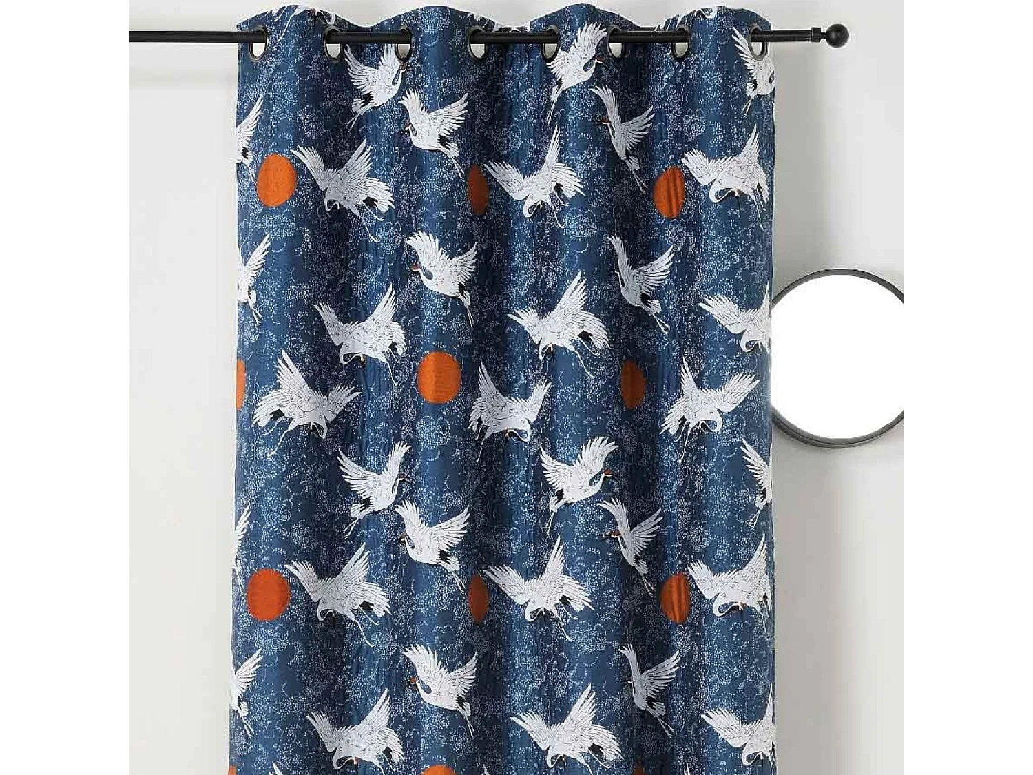 Rideau jacquard imprimé de grues japonaises