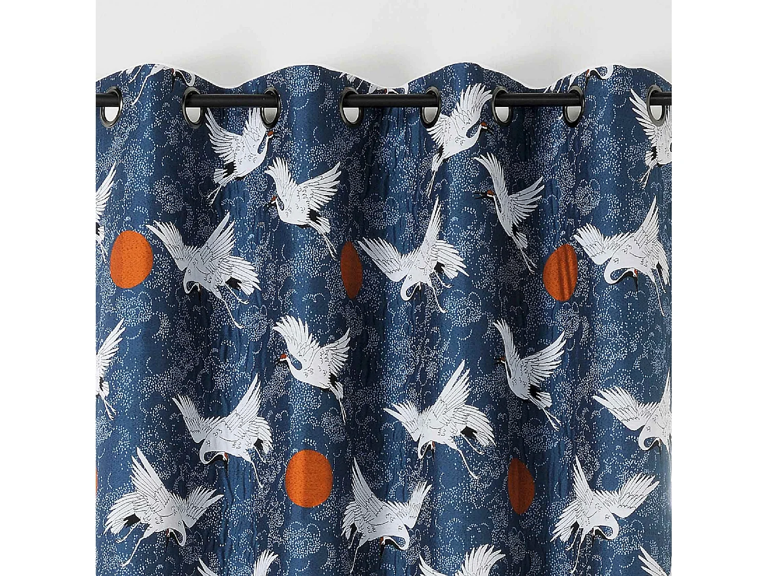Rideau jacquard imprimé de grues japonaises