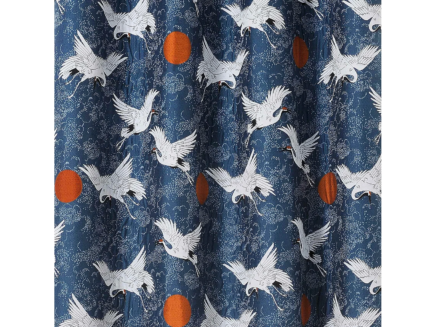 Rideau jacquard imprimé de grues japonaises