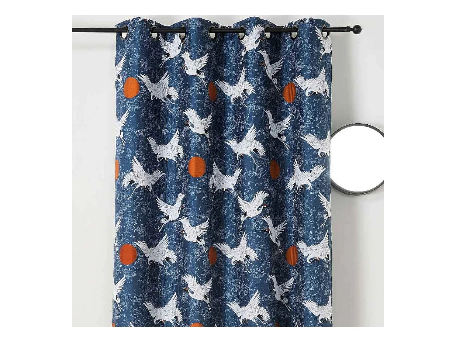 Rideau jacquard imprimé de grues japonaises