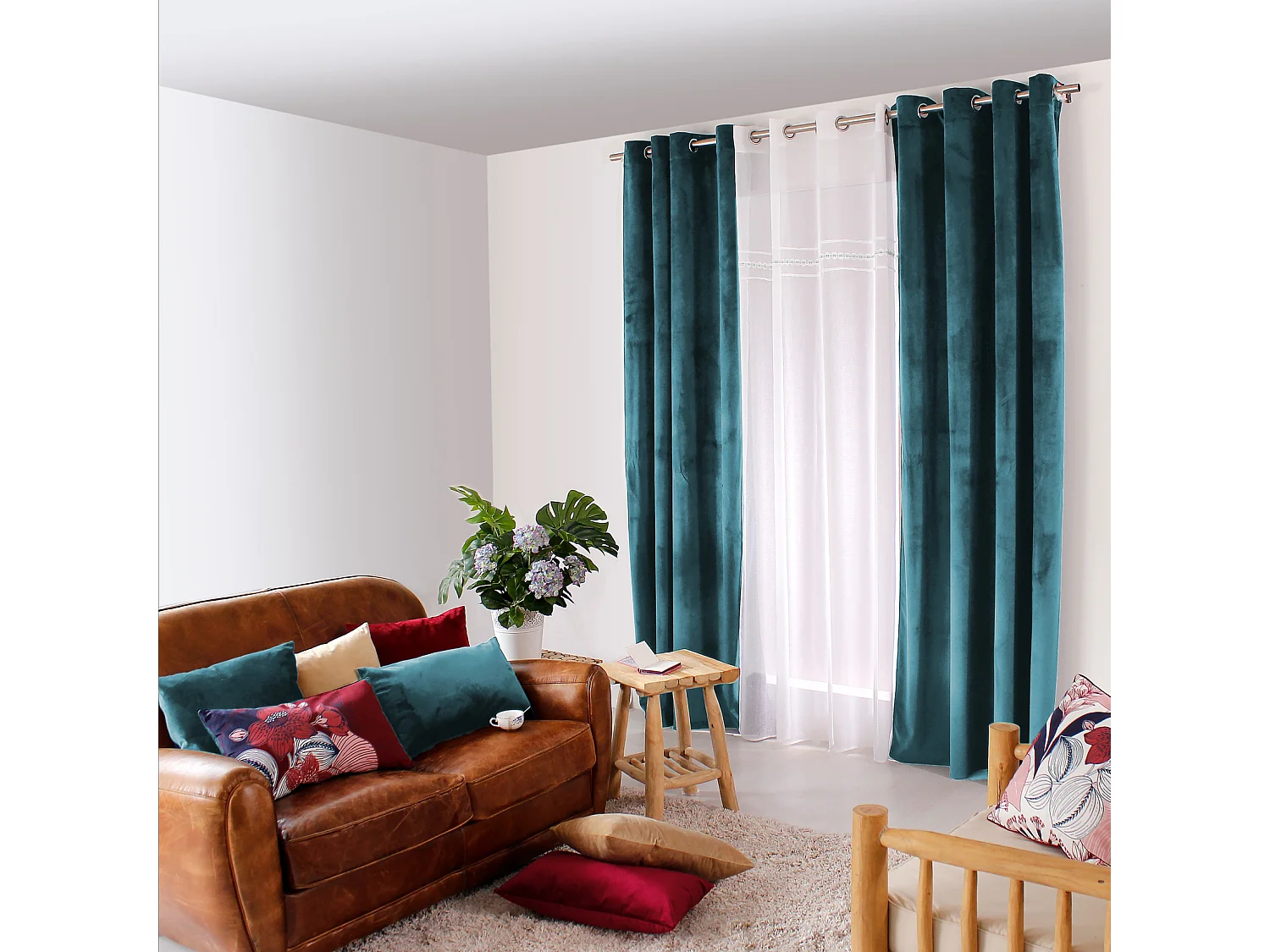 Cortina de decoración lisa y de terciopelo 140 x 240 cm