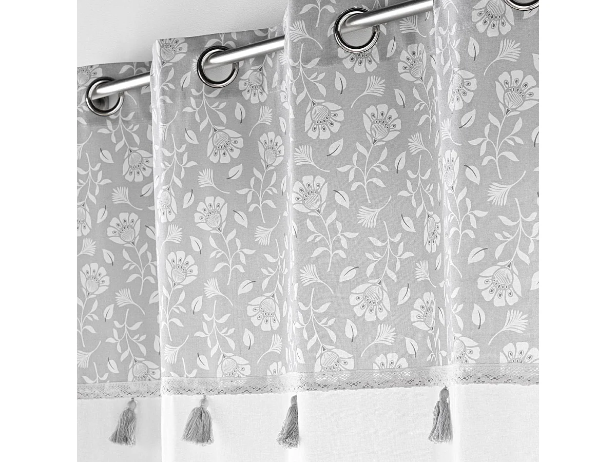 Rideau à Œillets Imprimé "Flavie" 140x240cm Gris
