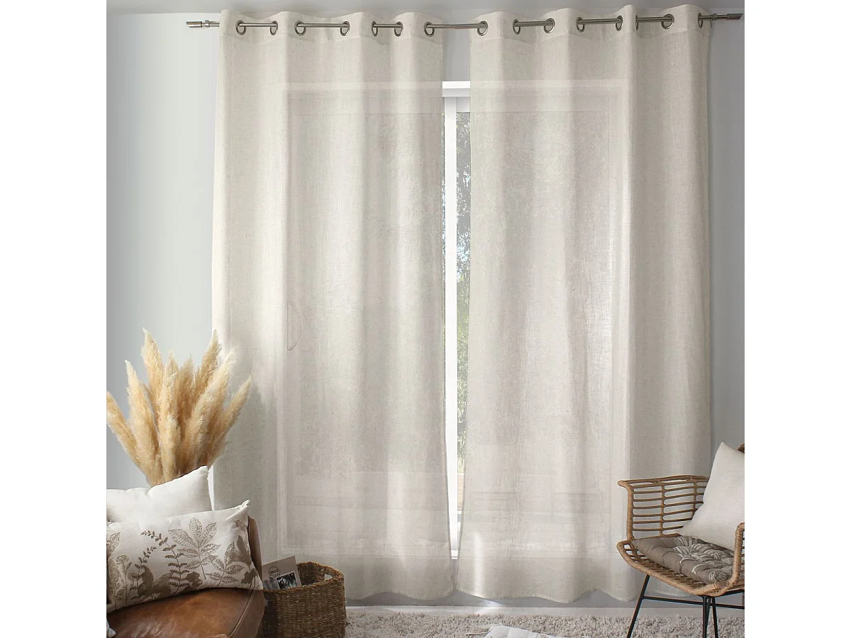 Rideau à Œillets en Lin "Natura" 140x240cm Écru