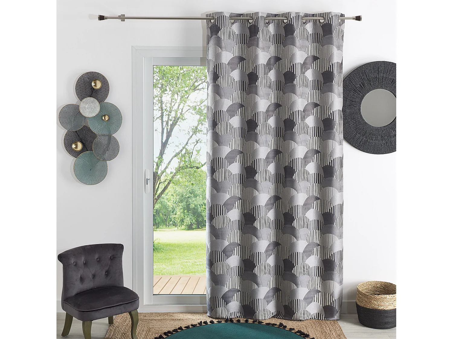 Cortina de decoración con jacquard redondeado 140 x 260 cm