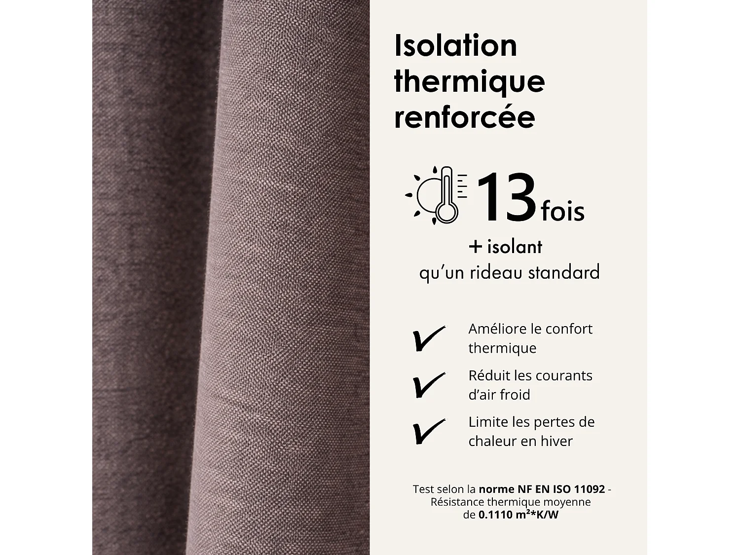 Rideau thermique phonique et semi occultant KONFOR
