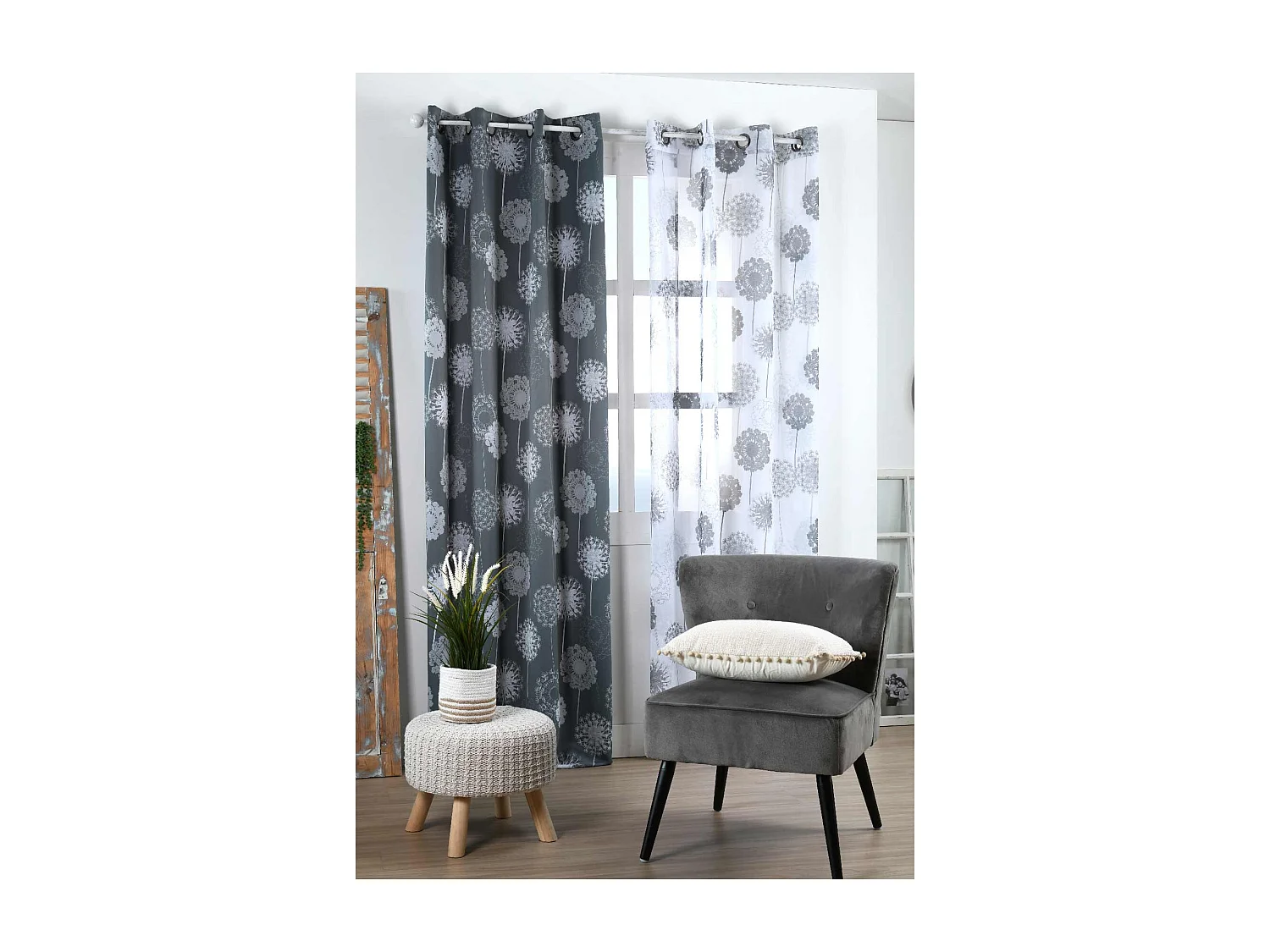 Rideau occultant aux impressions de pissenlits