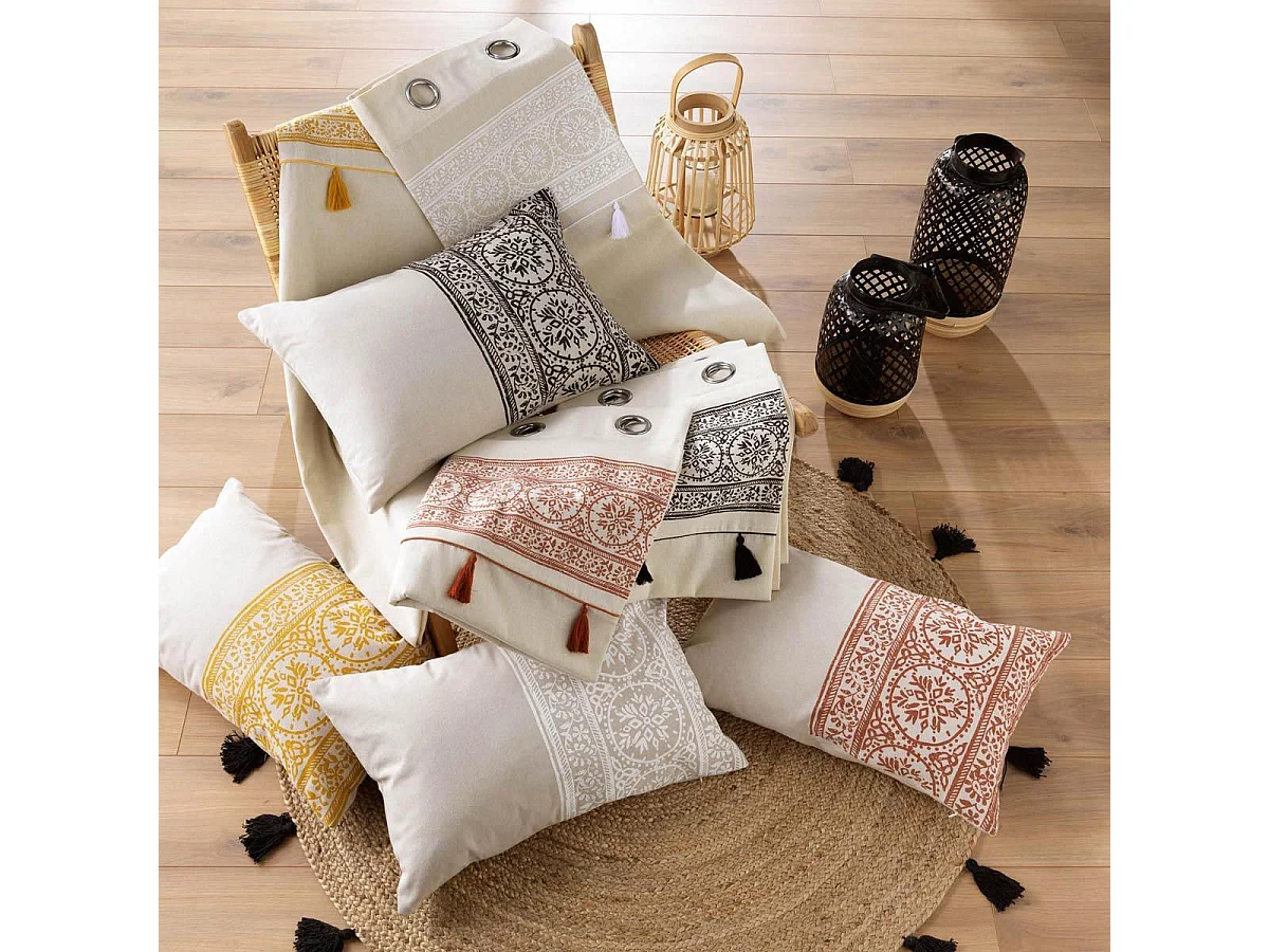 Gebundener Polycotton-Gardine mit Ösen 140 x 240 cm