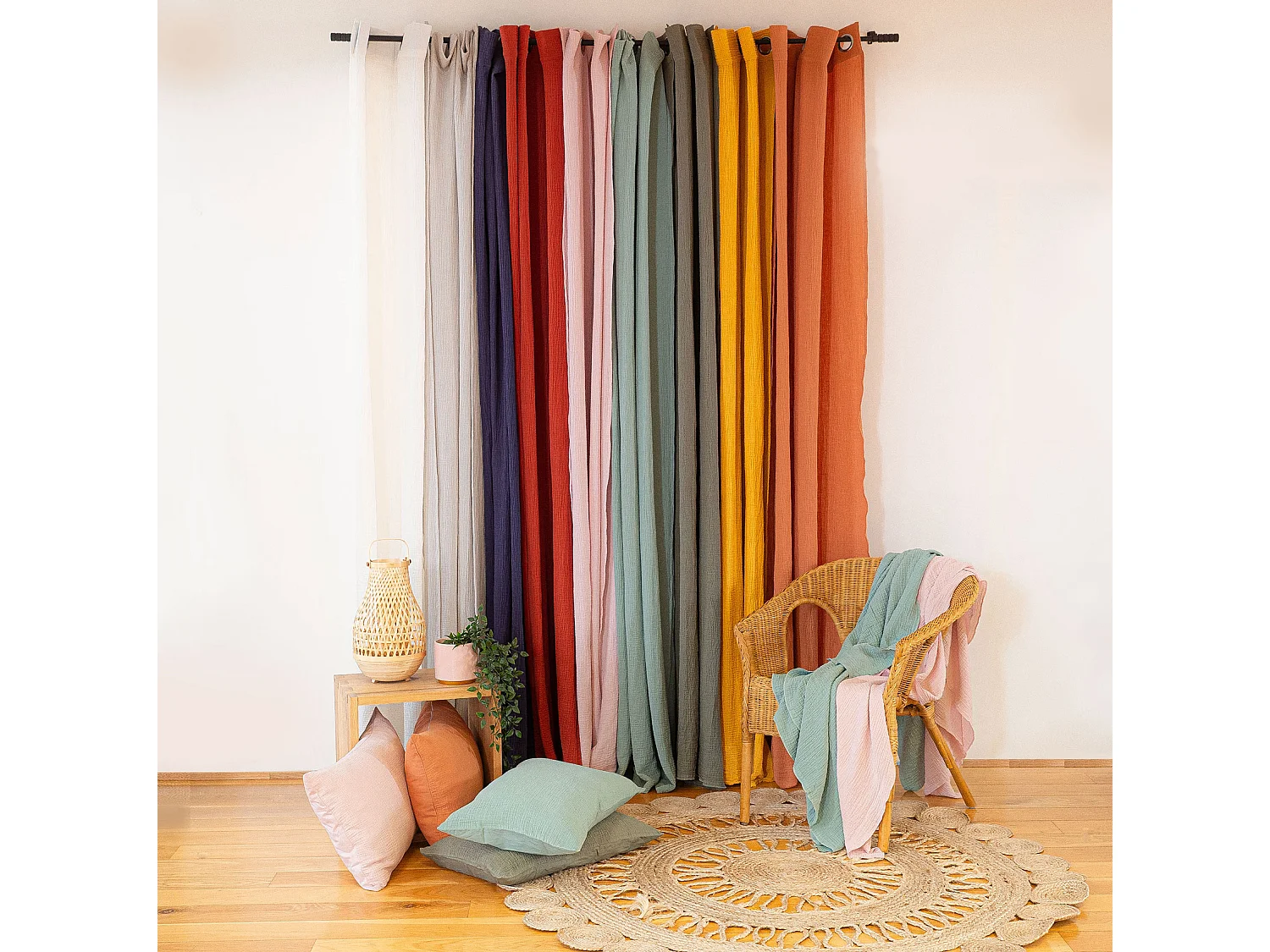 Rideau d'ameublement en gaze de coton